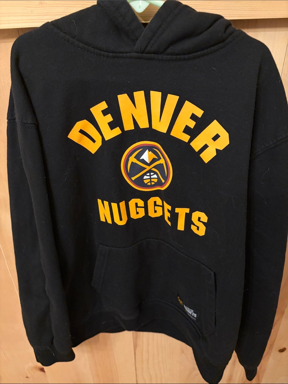 Denver Nuggets Black Hoodie with Yellow Team Logo - Kids